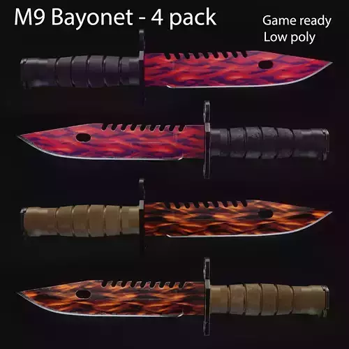 M9 Bayonet knife skin with flames - Game ready