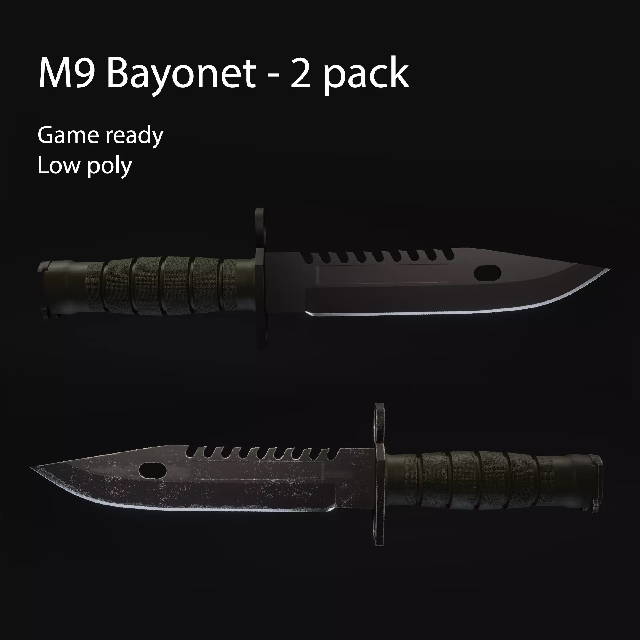 M9 Bayonet tactical knife - Game ready Low-poly 3D model_0