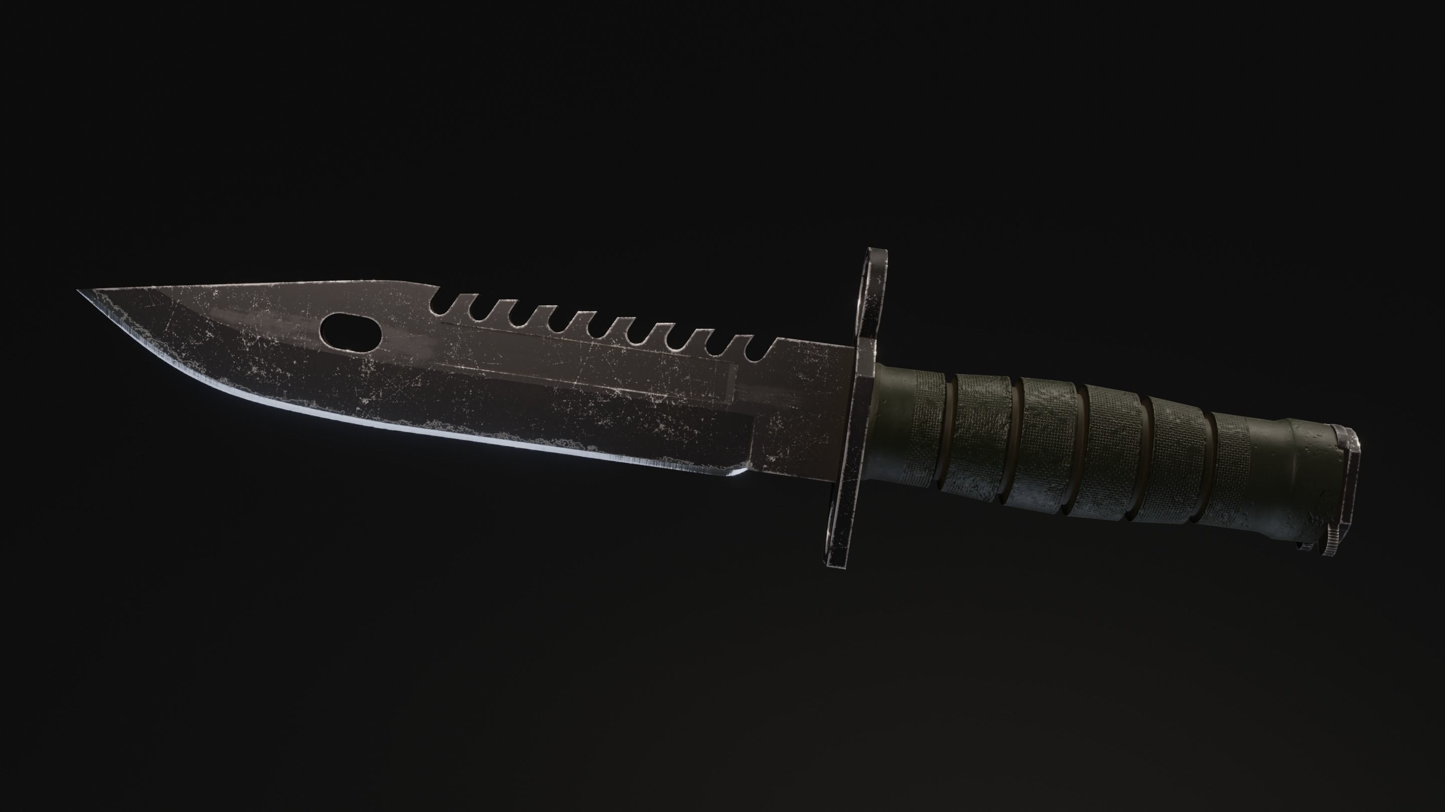 M9 Bayonet tactical knife - Game ready Low-poly 3D model_3