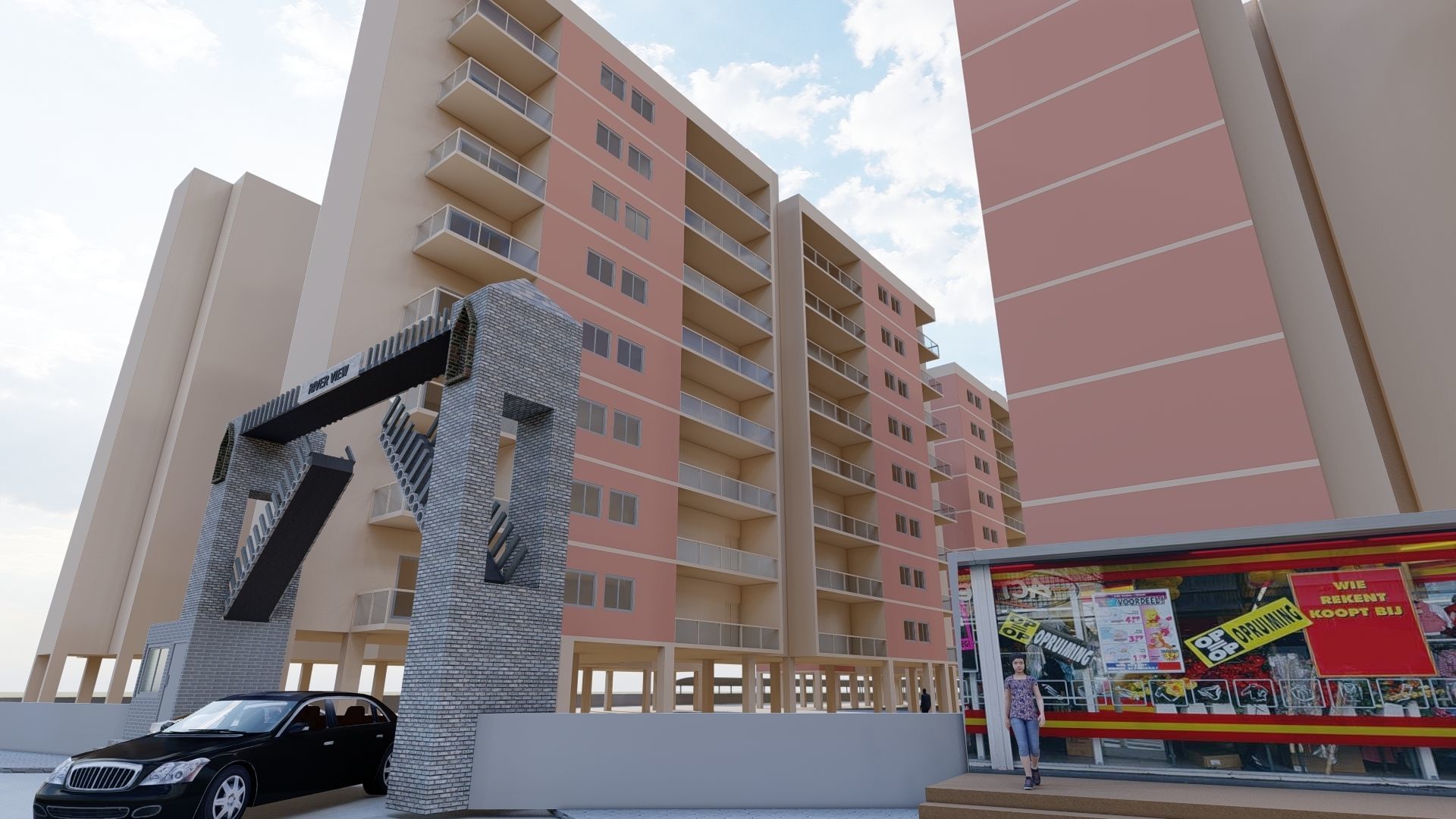 Housing Project Architectural Design 3D model_1