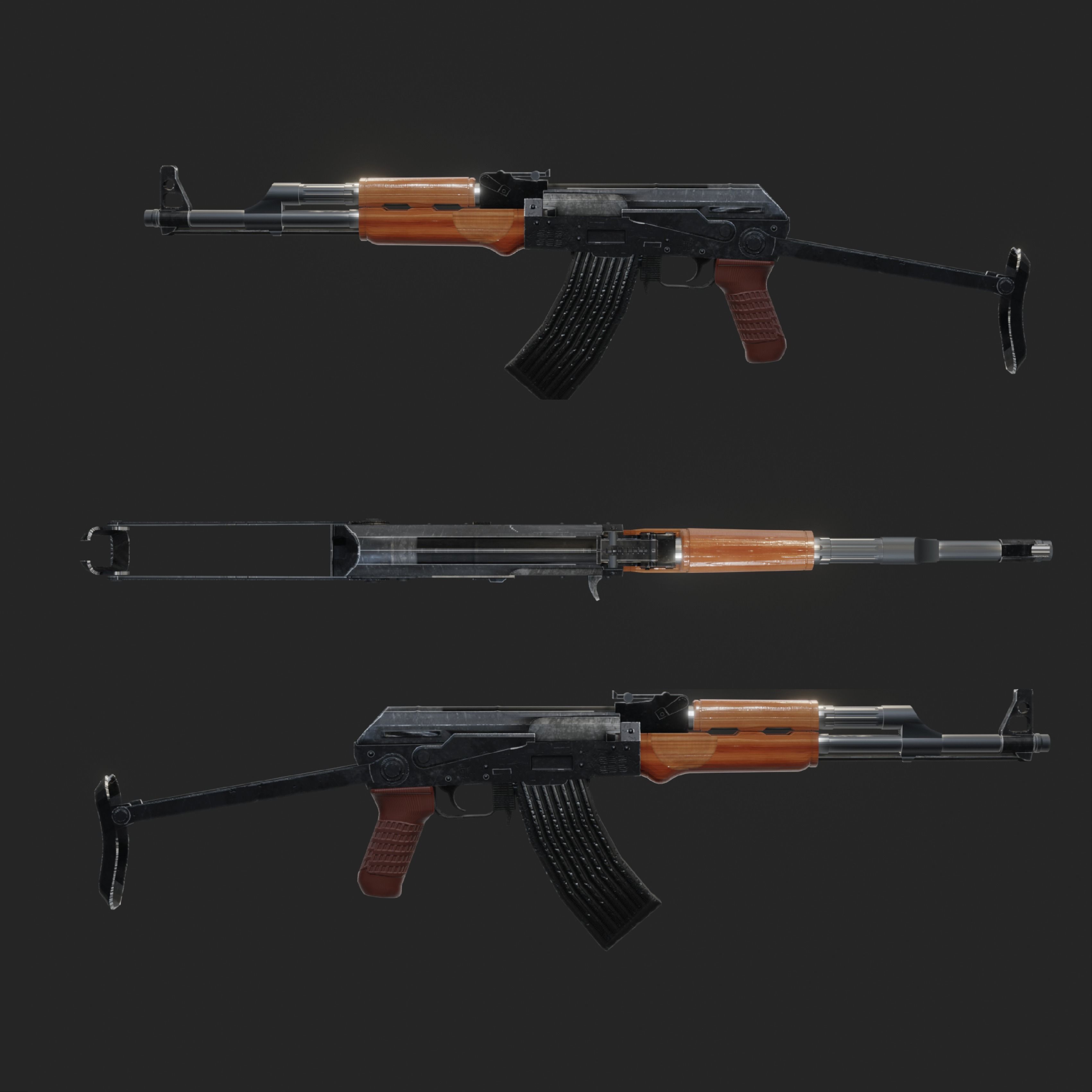 Ak-47 ak - rifle Free 3D model_1