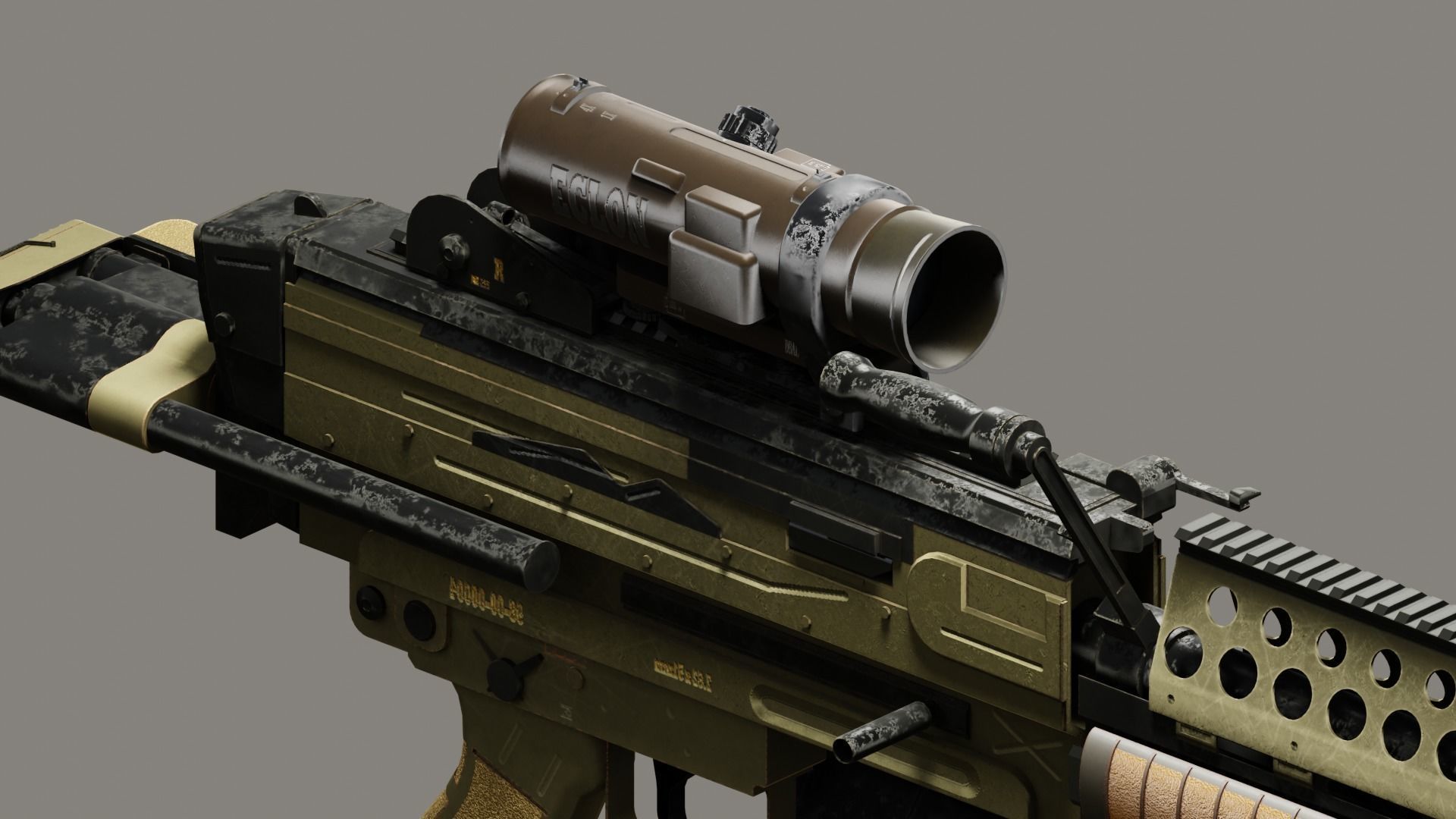 Tactical Light Machine Gun LMG Low-poly 3D model_18