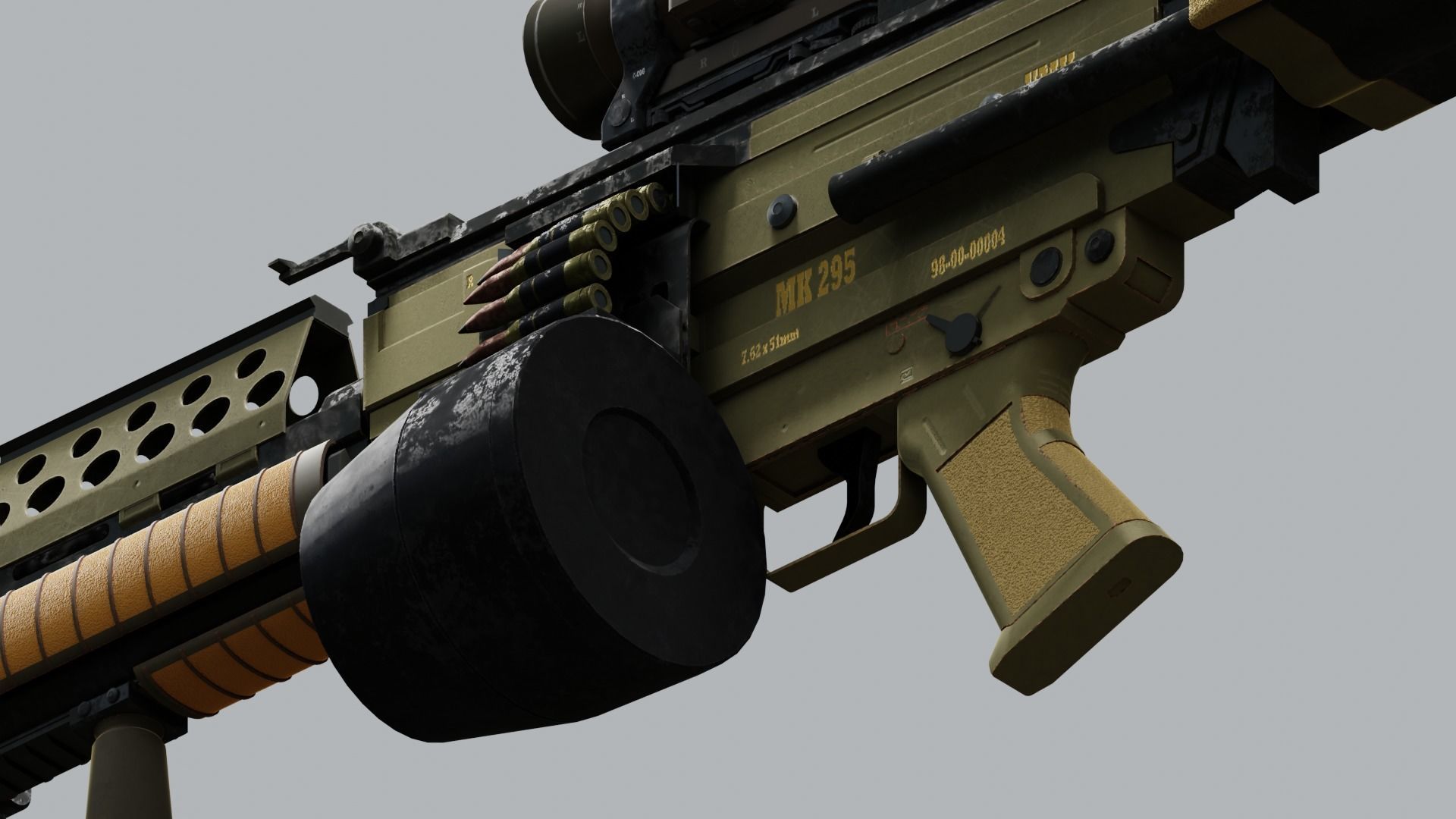 Tactical Light Machine Gun LMG Low-poly 3D model_19