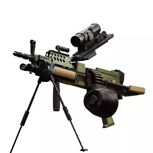 Tactical Light Machine Gun LMG Low-poly 3D model