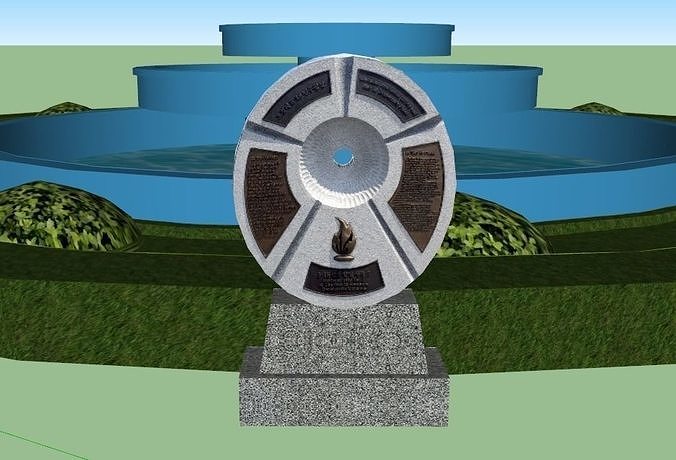 May 18 Democracy Plaza fountain and a memorial Free 3D model