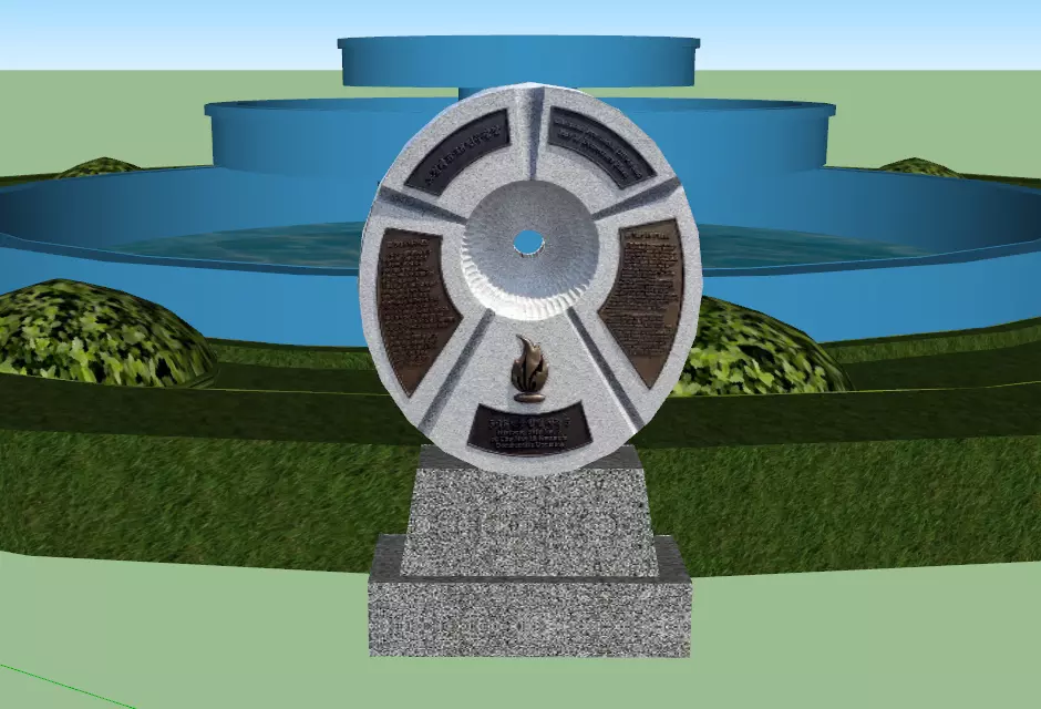 May 18 Democracy Plaza fountain and a memorial Free 3D model