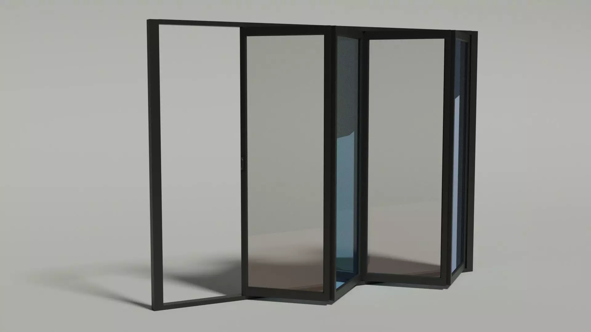 Full Animated Sliding Doors - 4 Panel Free low-poly 3D model