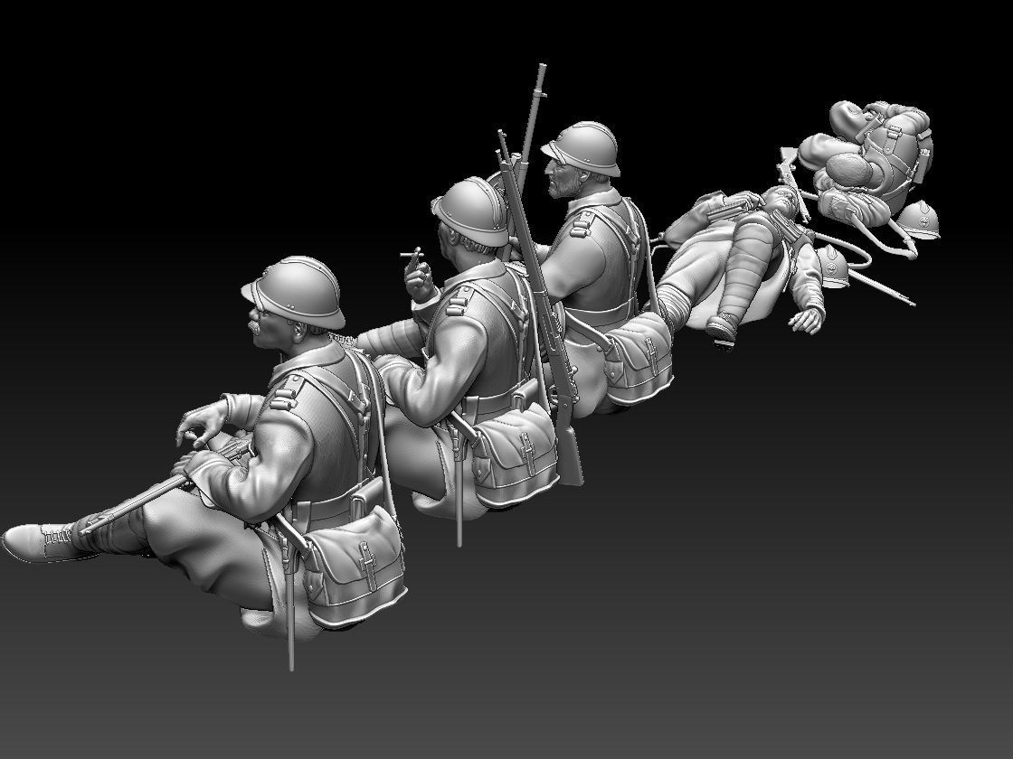 French soldier  ww2 3D print model_20