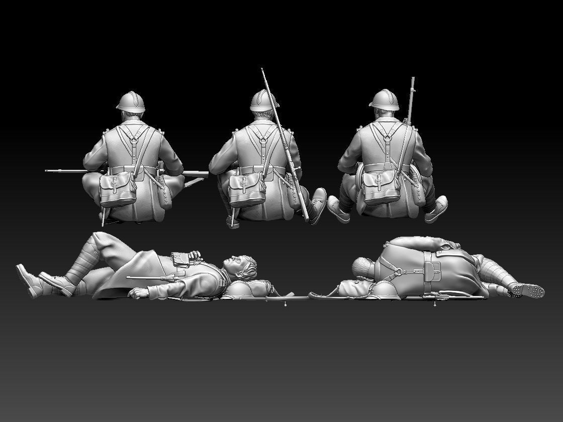 French soldier  ww2 3D print model_89