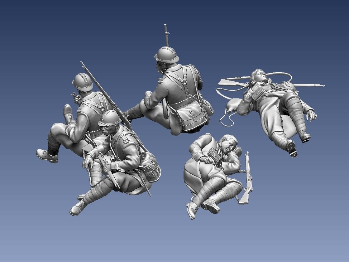 French soldier  ww2 3D print model_2