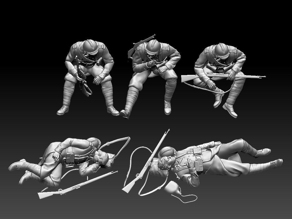 French soldier  ww2 3D print model_85