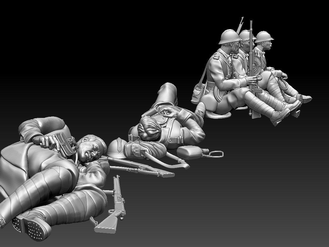 French soldier  ww2 3D print model_52