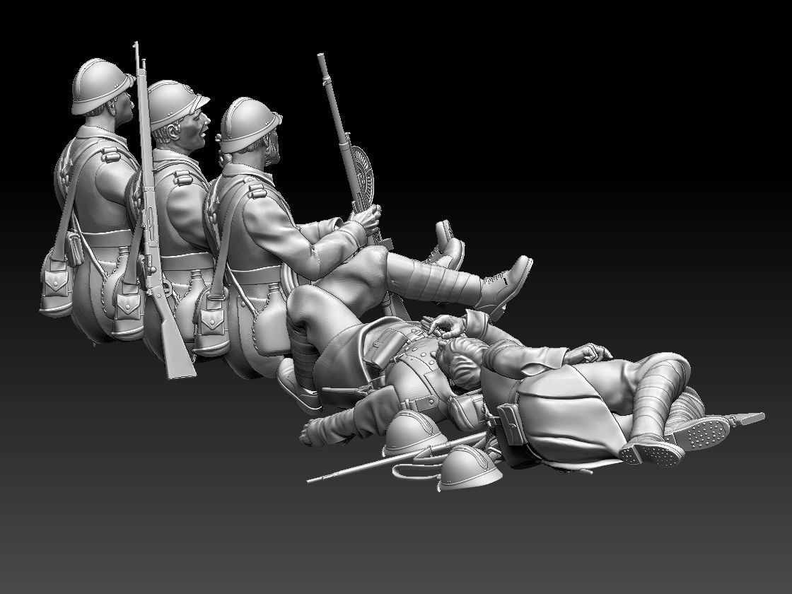 French soldier  ww2 3D print model_27