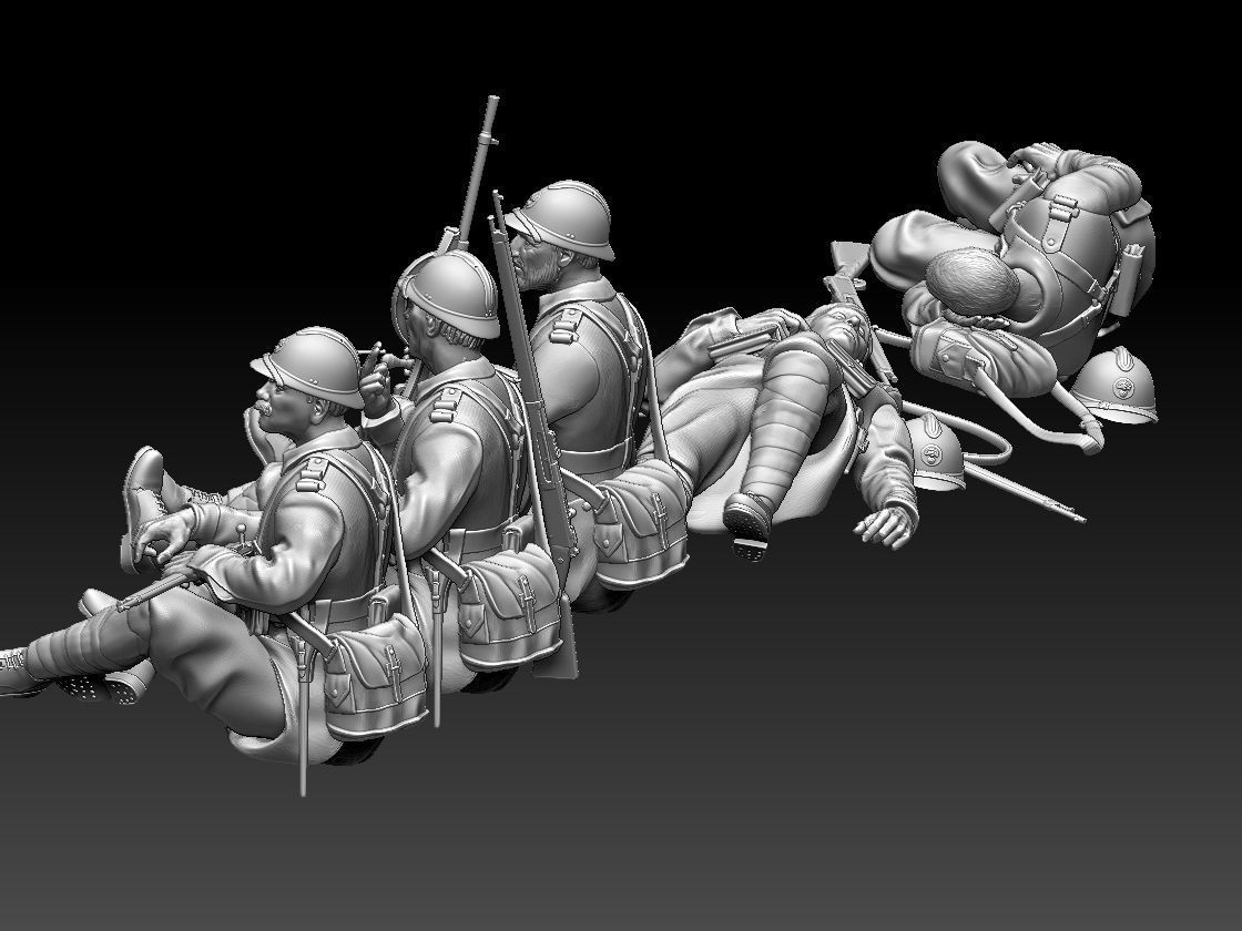 French soldier  ww2 3D print model_29
