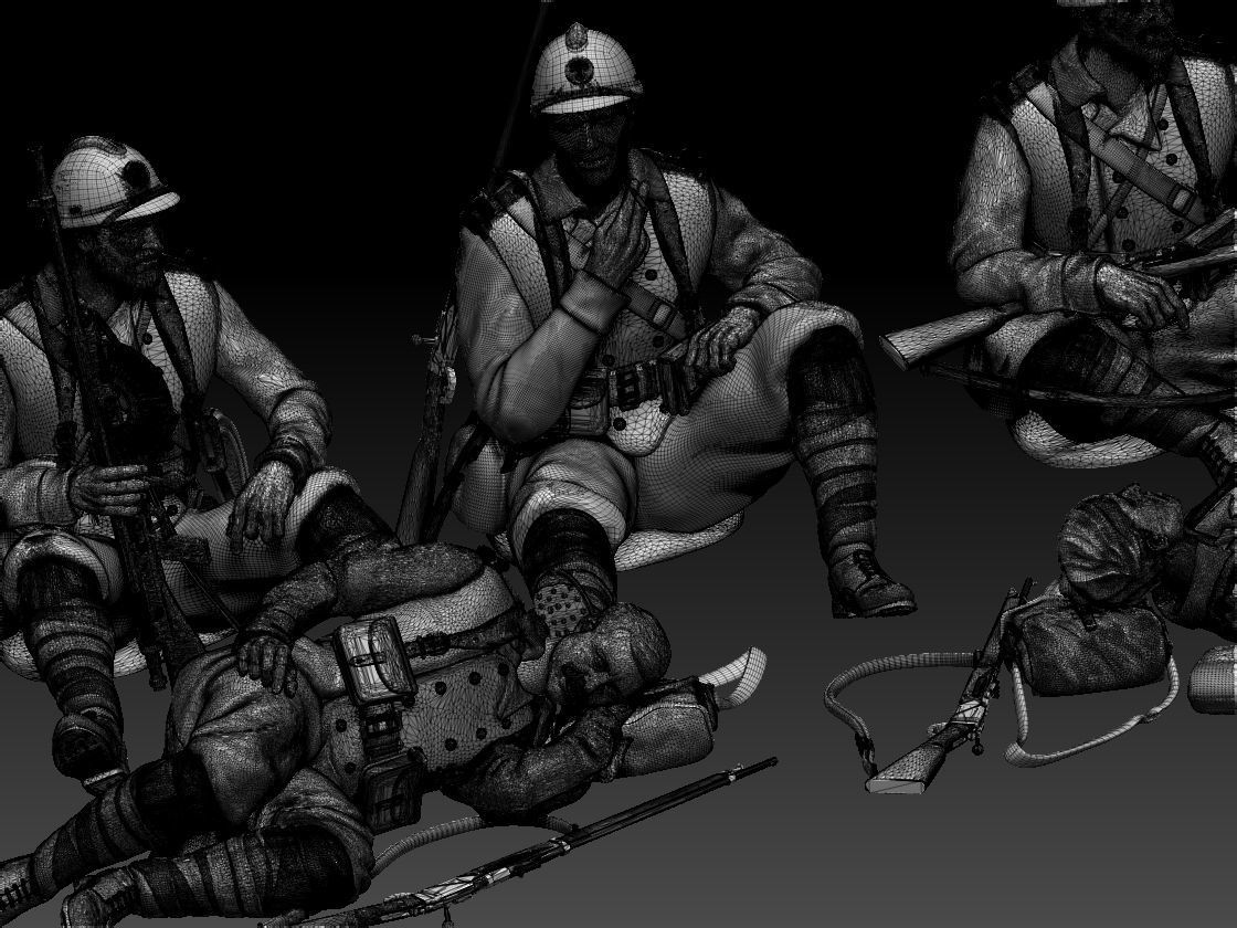 French soldier  ww2 3D print model_14