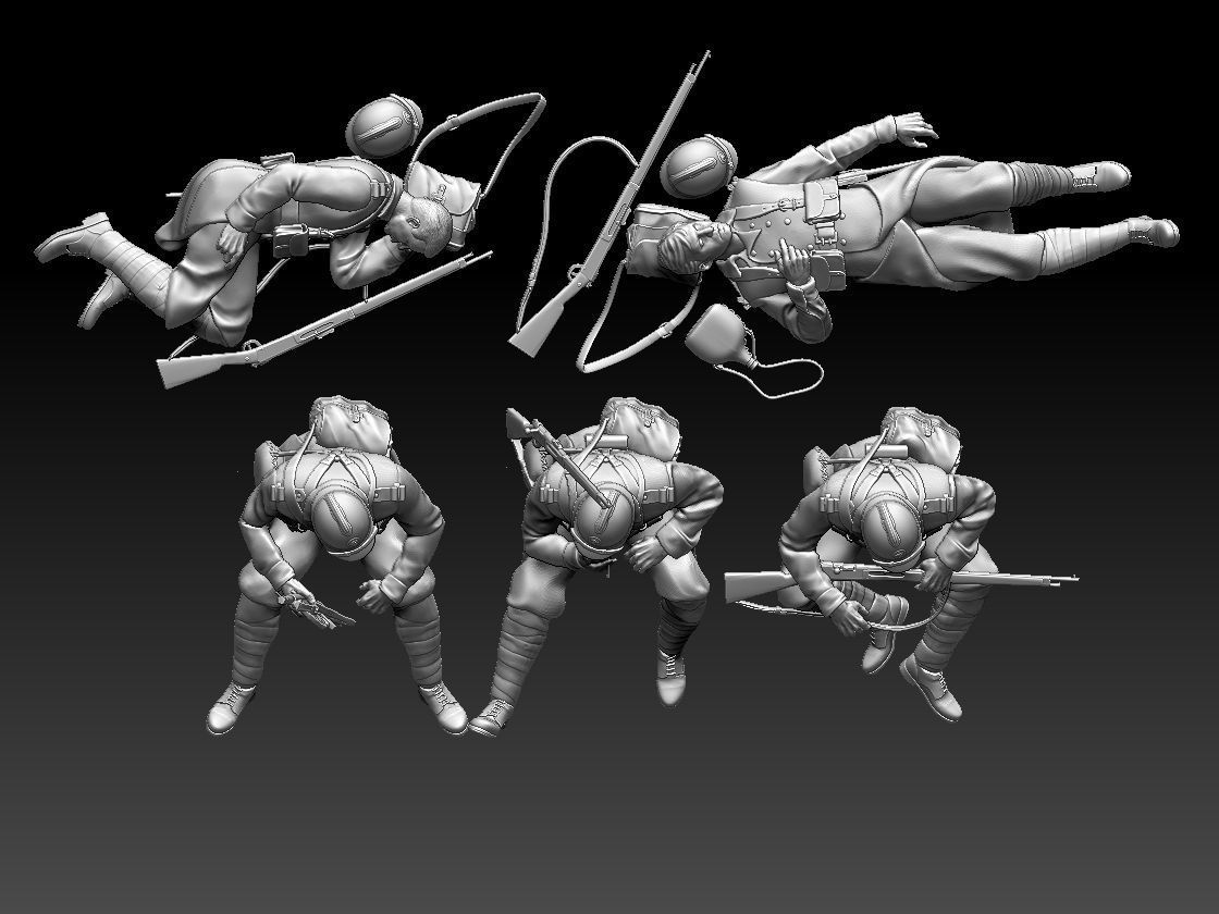 French soldier  ww2 3D print model_95