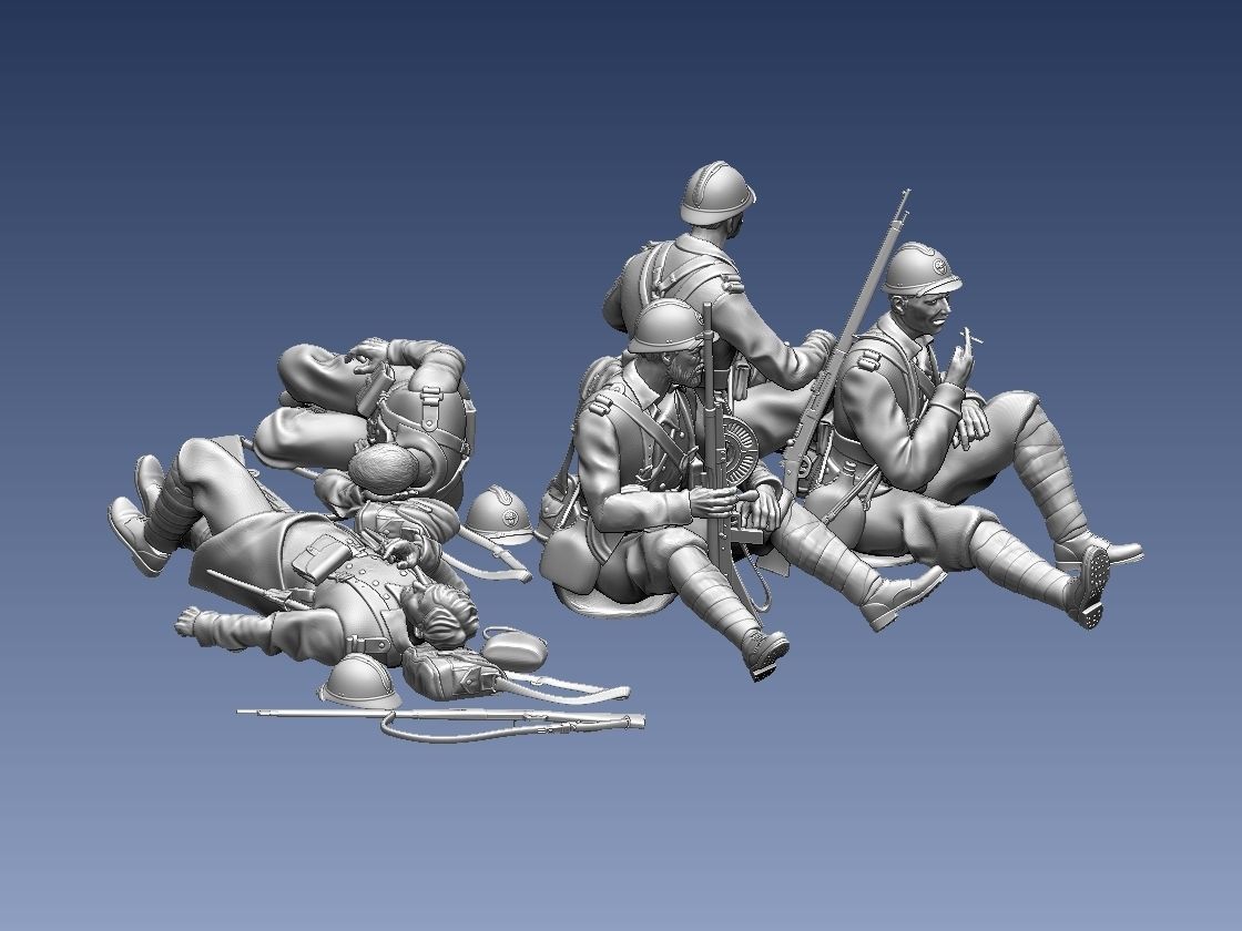 French soldier  ww2 3D print model_12