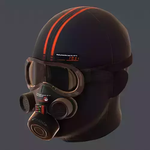 Gas mask helmet 3d model scifi Low-poly 