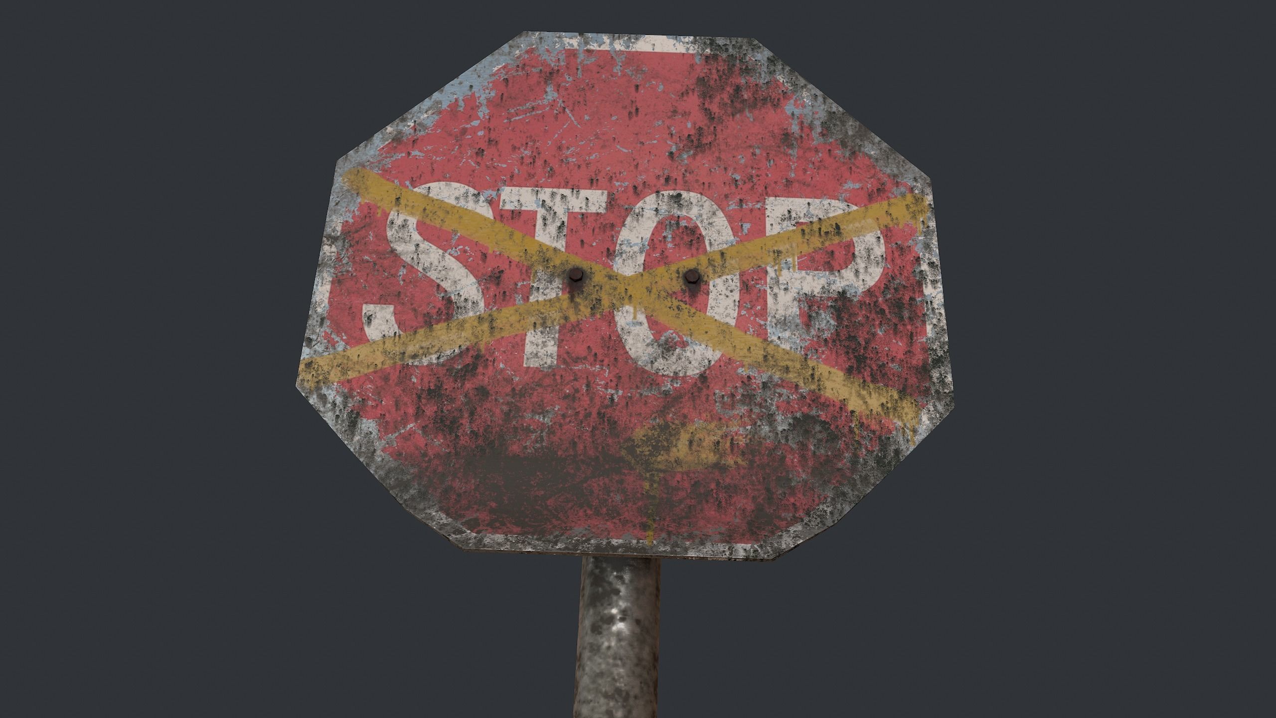 Traffic Sign Abandoned Low-poly 3D model_13