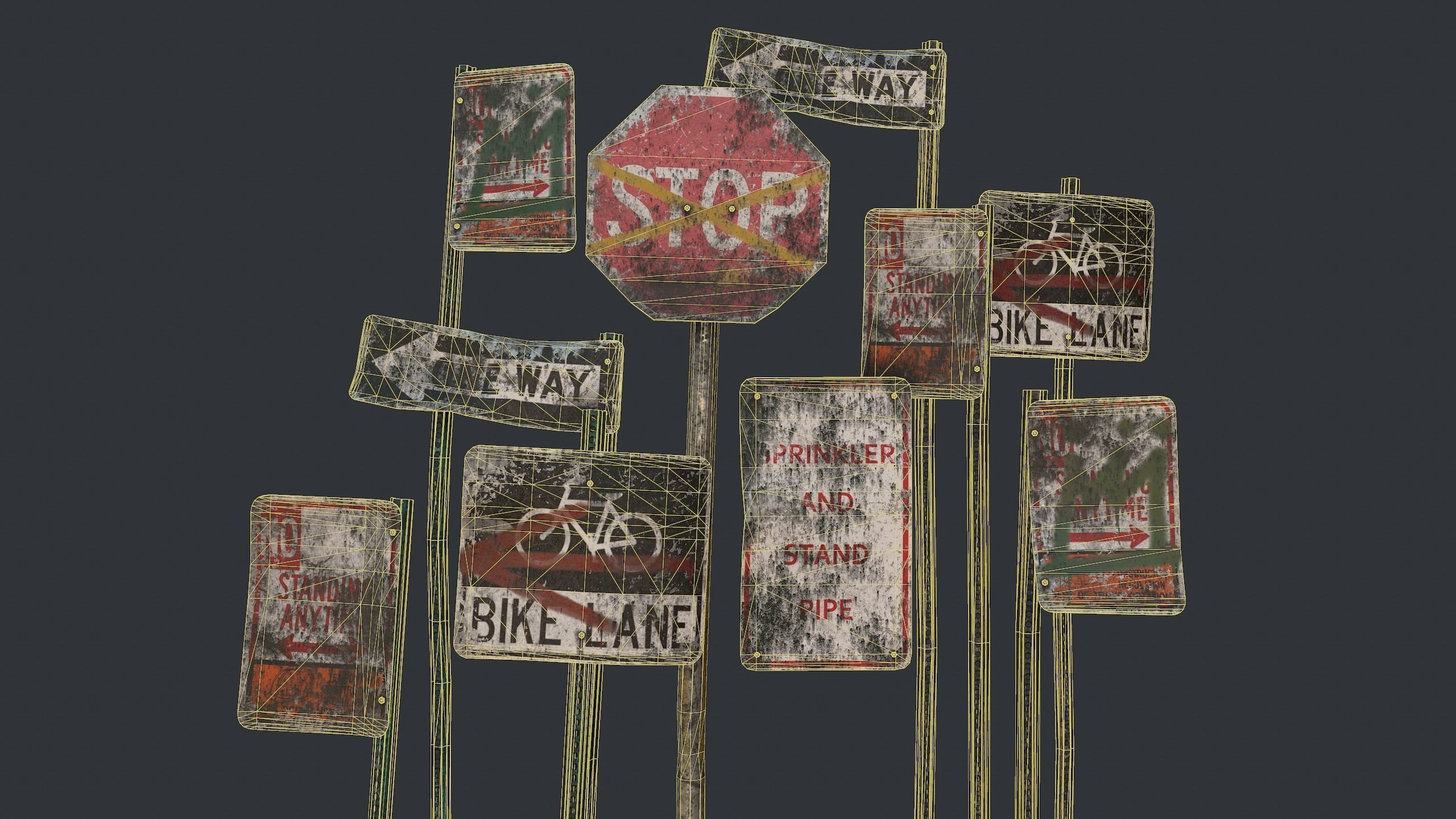 Traffic Sign Abandoned Low-poly 3D model_15