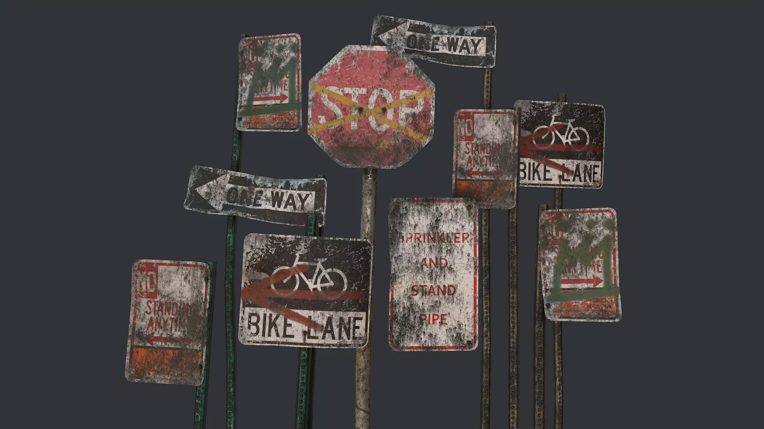 Traffic Sign Abandoned Low-poly 3D model_0