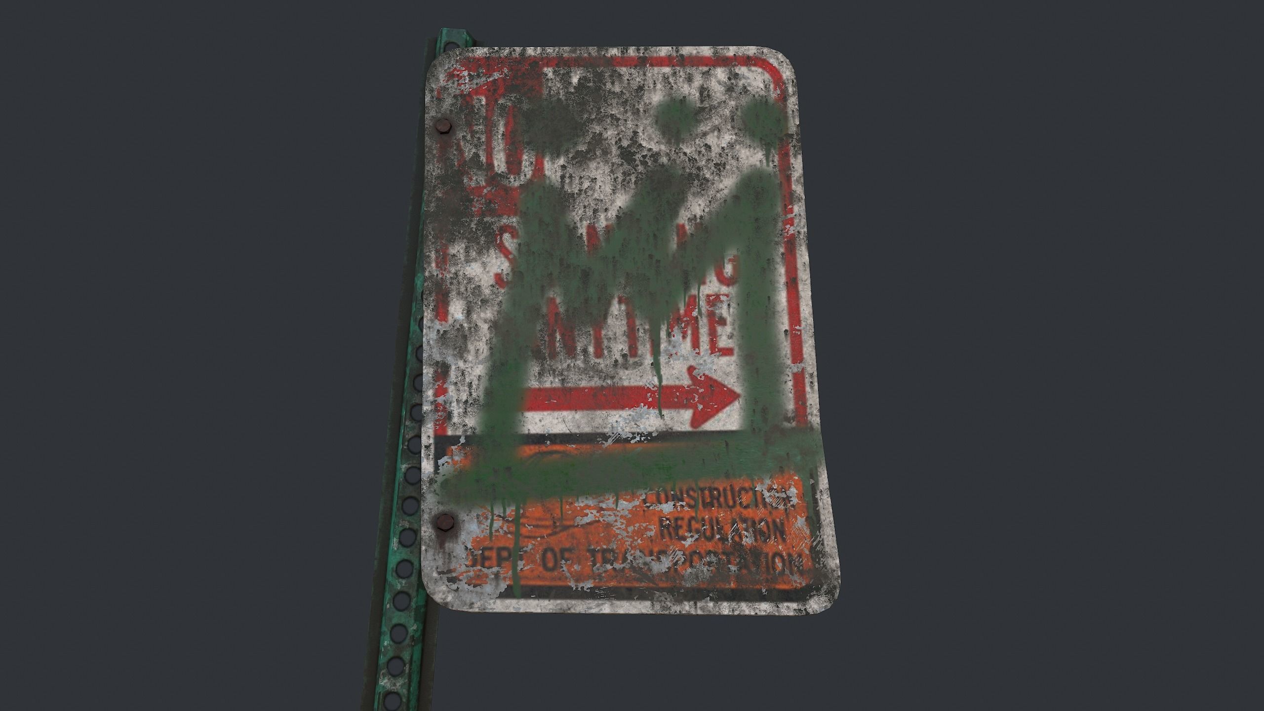 Traffic Sign Abandoned Low-poly 3D model_5