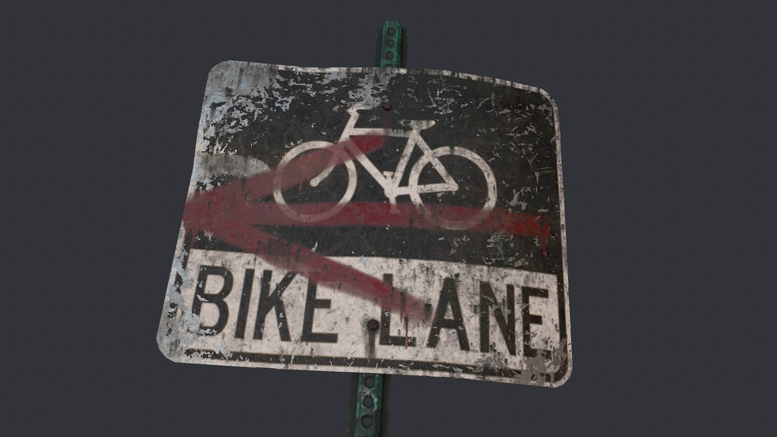 Traffic Sign Abandoned Low-poly 3D model_3