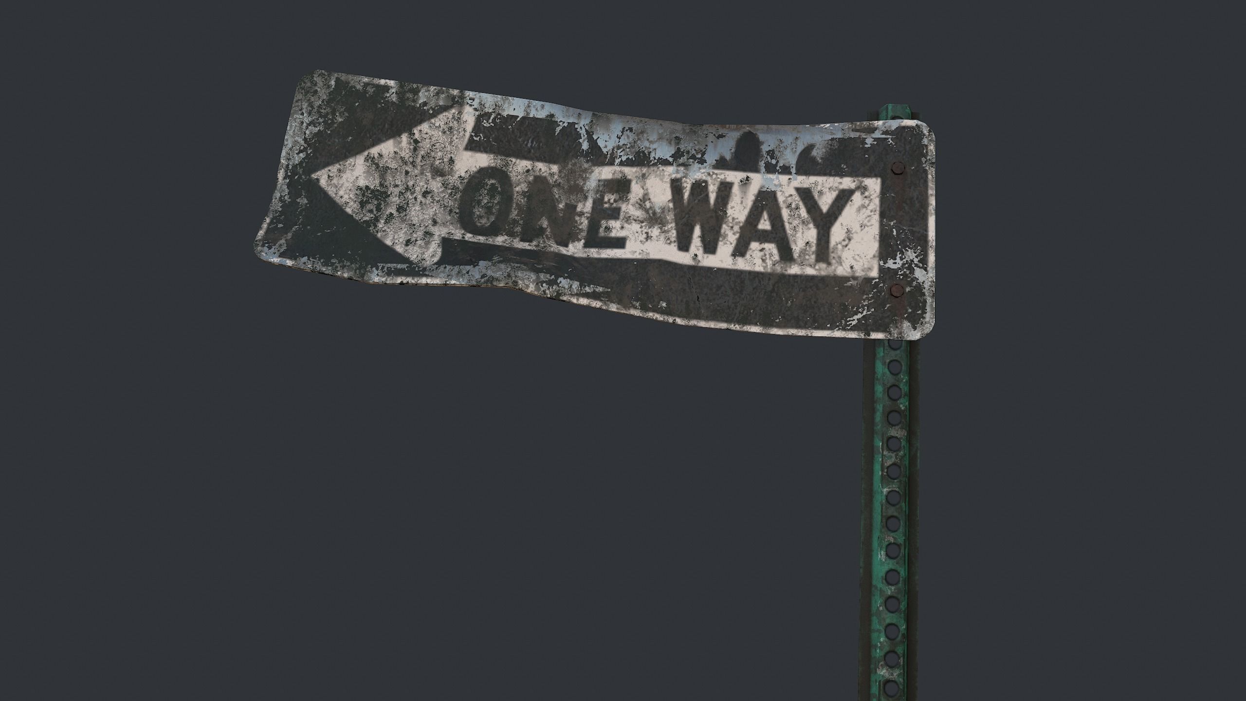 Traffic Sign Abandoned Low-poly 3D model_9