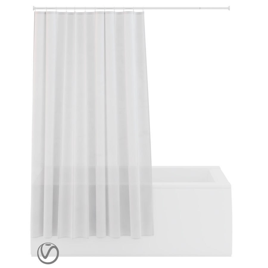 Bath curtain shower 200x200 cm in 2 options white gray 3D model_5