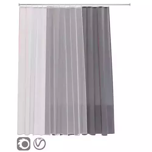 Bath curtain shower 200x200 cm in 2 options white gray 3D model