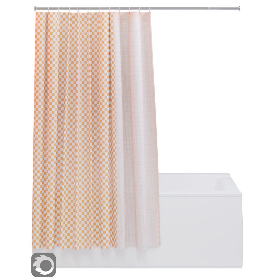 Bath curtain shower 200x200 cm in 2 options white gray 3D model_10