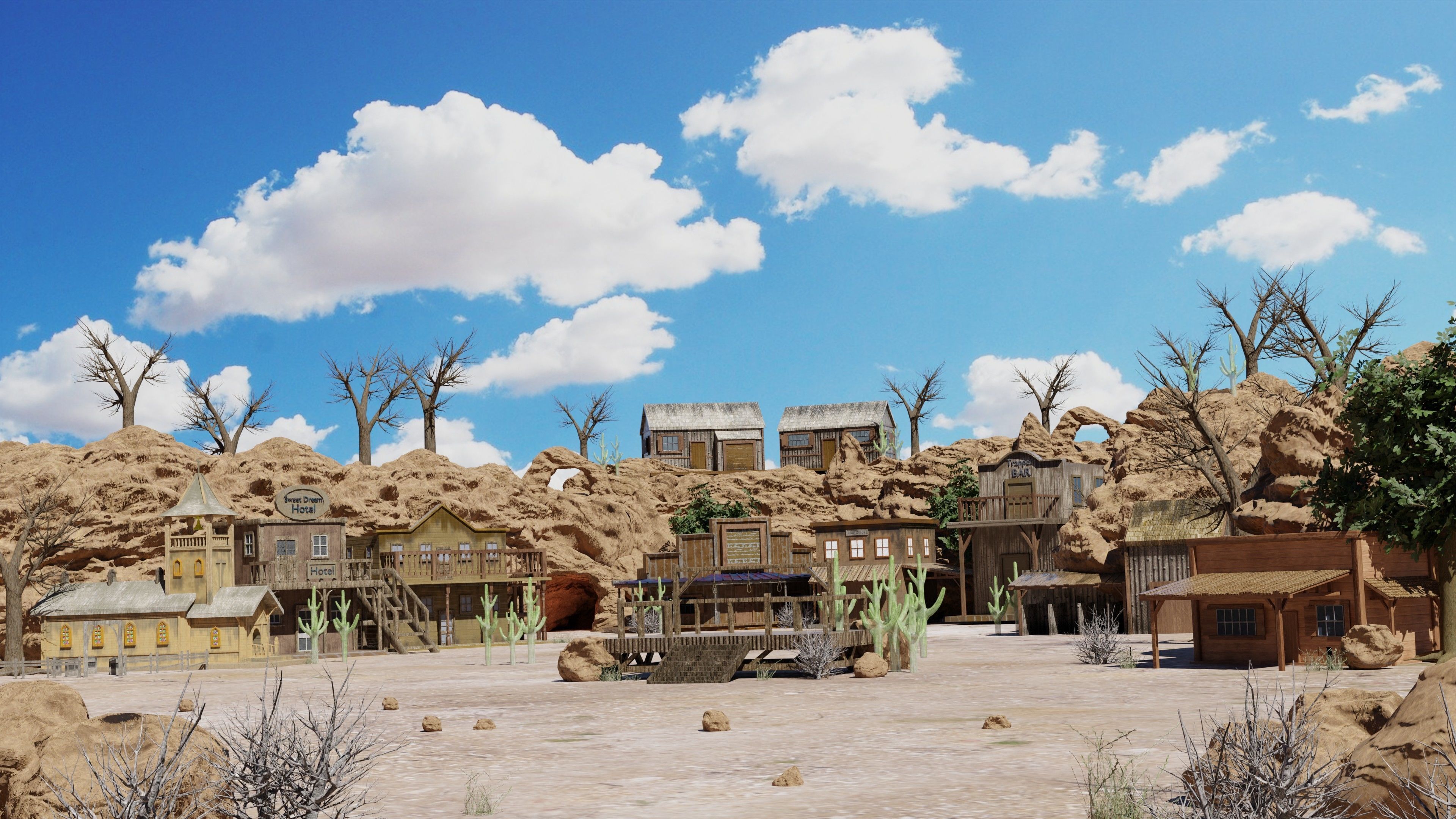 Wild West Town Game Assets Bundle Pack - Lowpoly 3D PBR Models Low-poly 3D model_1