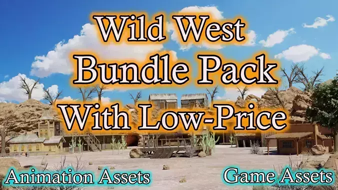 Wild West Town Game Assets Bundle Pack - Lowpoly 3D PBR Models Low-poly 3D model