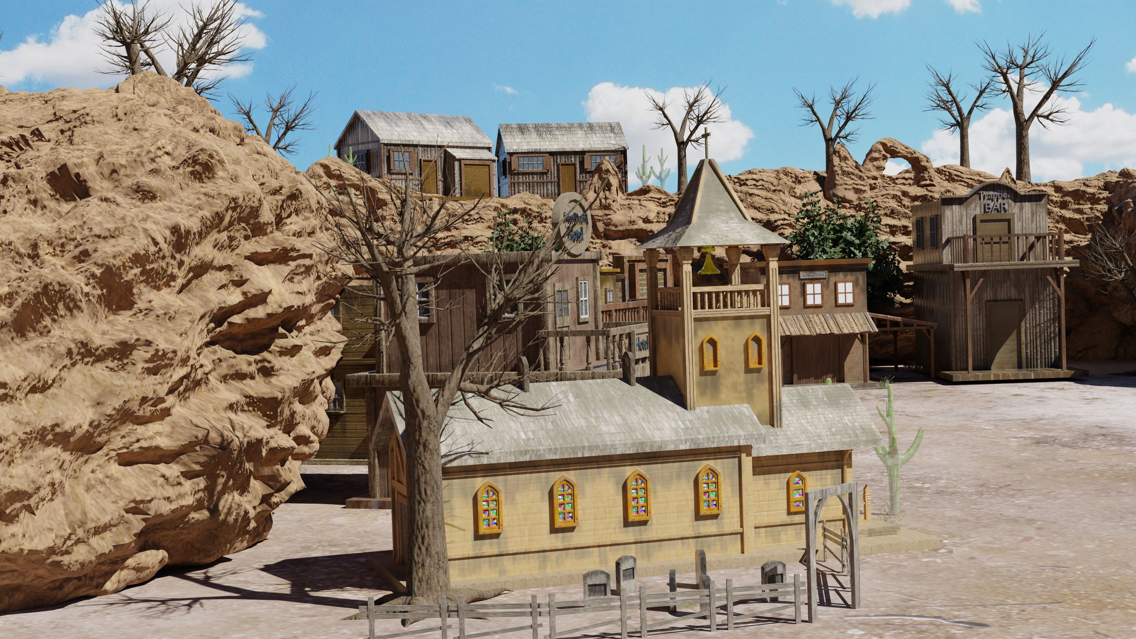 Wild West Town Game Assets Bundle Pack - Lowpoly 3D PBR Models Low-poly 3D model_2