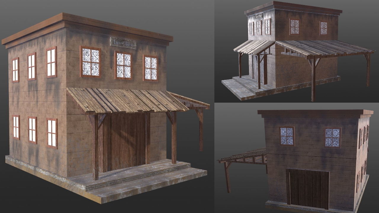 Wild West Town Game Assets Bundle Pack - Lowpoly 3D PBR Models Low-poly 3D model_8