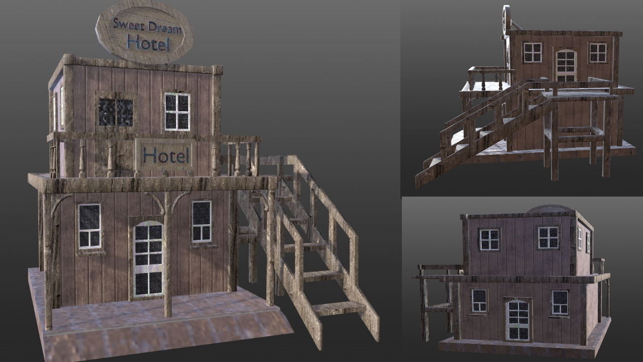 Wild West Town Game Assets Bundle Pack - Lowpoly 3D PBR Models Low-poly 3D model_7