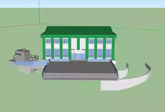Sangmugwan building with stairs Free 3D model