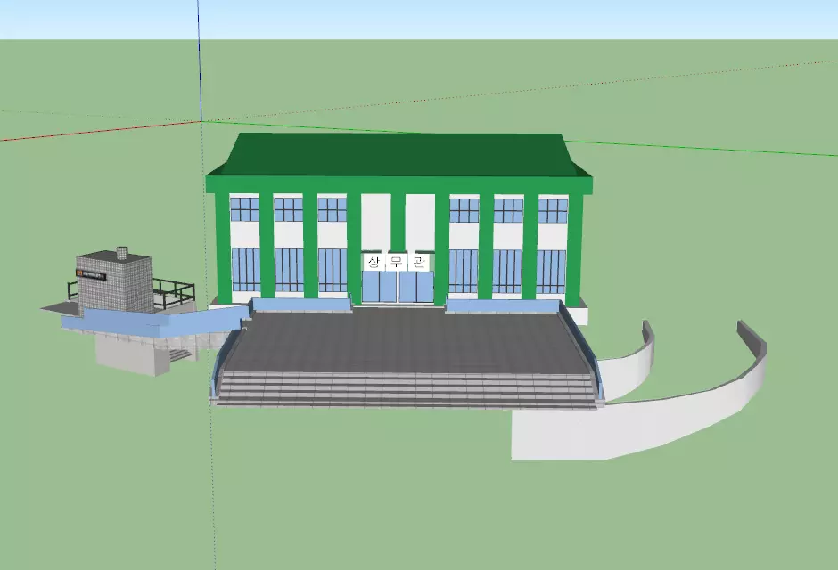 Sangmugwan building with stairs Free 3D model