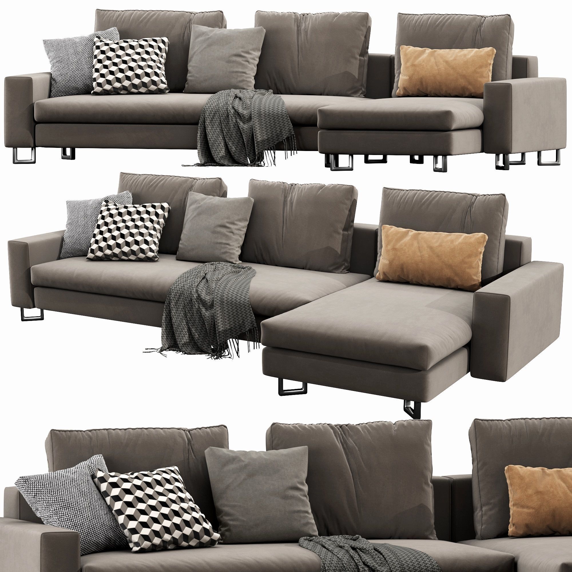 Large Chaise Lounge 3D model_4