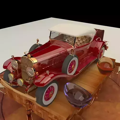 Chinese gold ingot with antique car 3D model