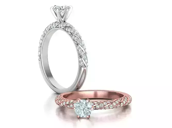 Amanda Solitaire Crown Engagement Ring  Half Carat stone  3D print model
