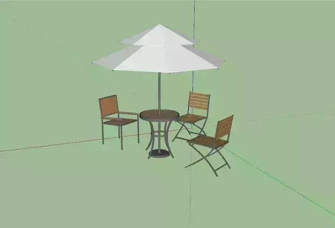 The parasol table and chairs with umbrella Free 3D model