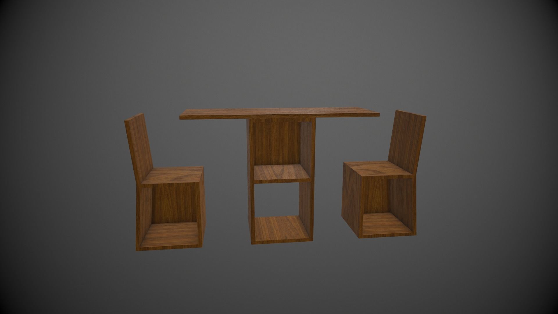 Box Table Low-poly 3D model_6