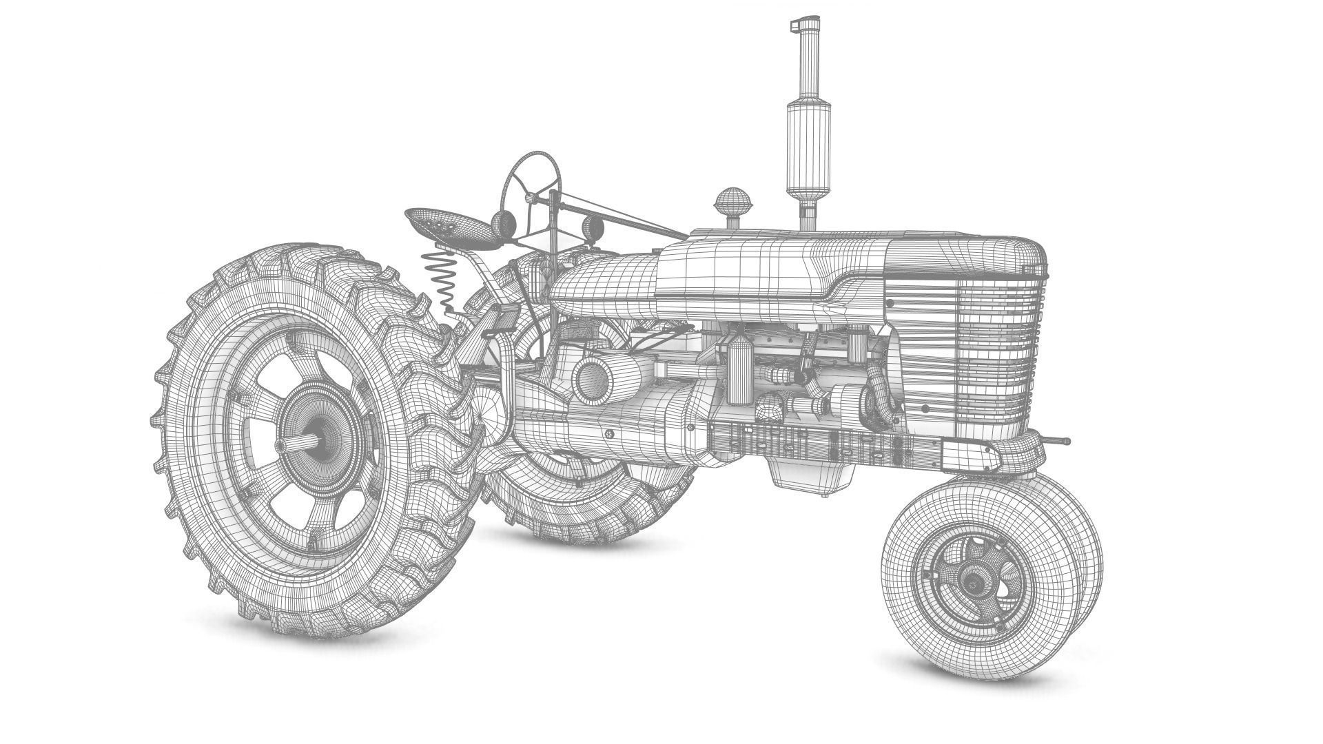 Old Tractor Model with Controllers 3D model_3