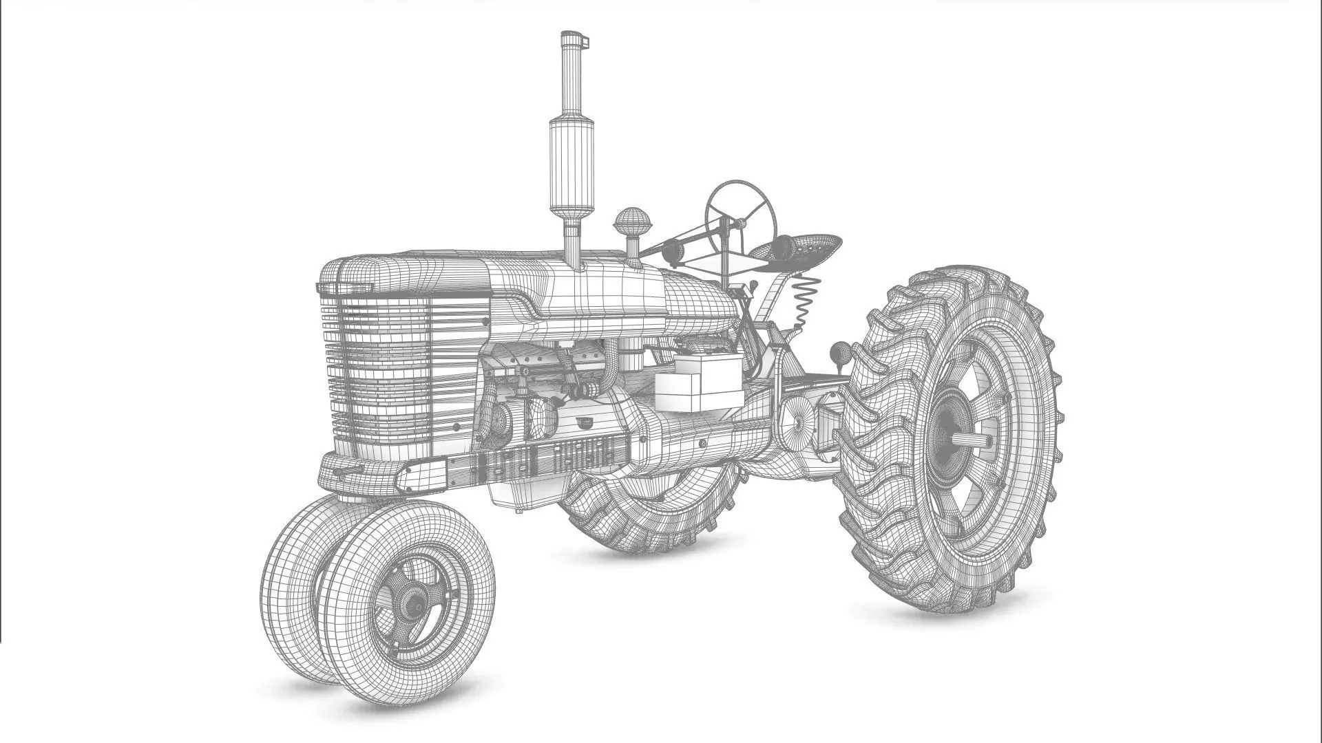 Old Tractor Model with Controllers 3D model_0