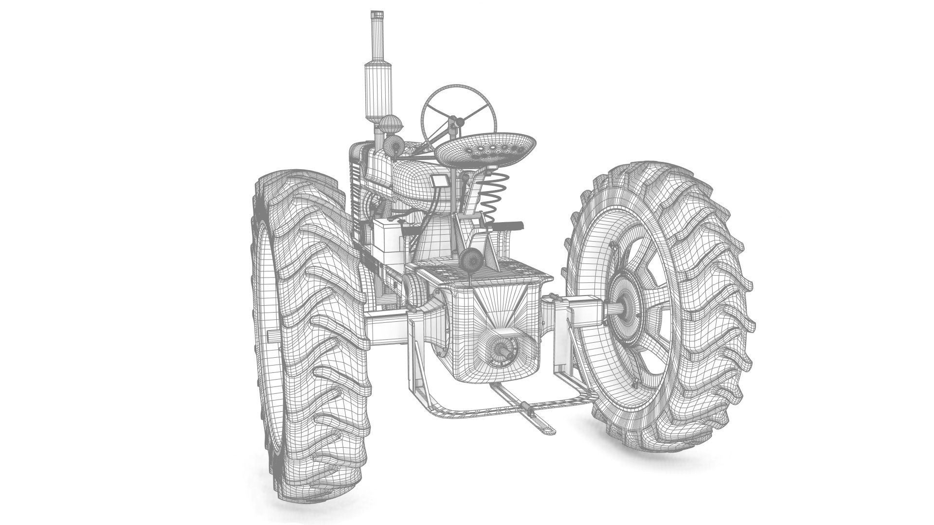 Old Tractor Model with Controllers 3D model_2