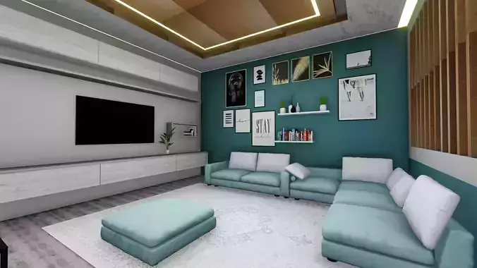 hall interior realistic model 