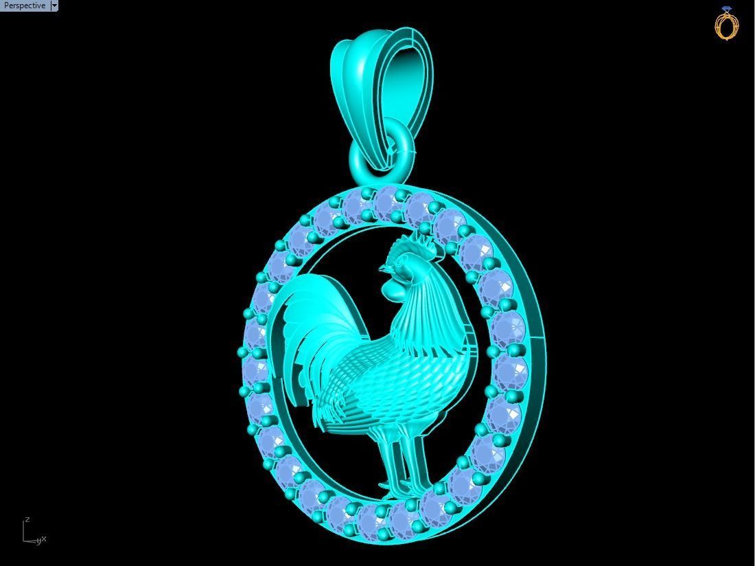 Chicken pendant 3D print model_11