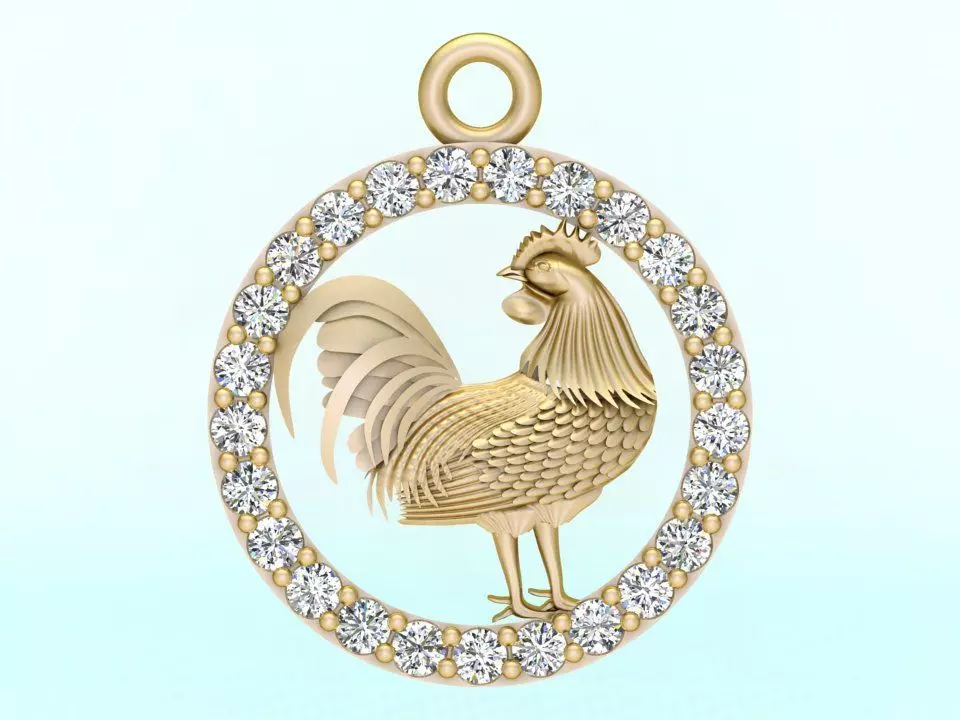 Chicken pendant 3D print model_0