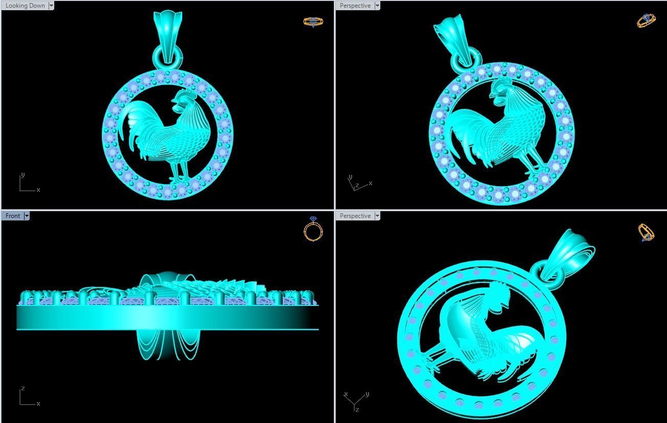 Chicken pendant 3D print model_7